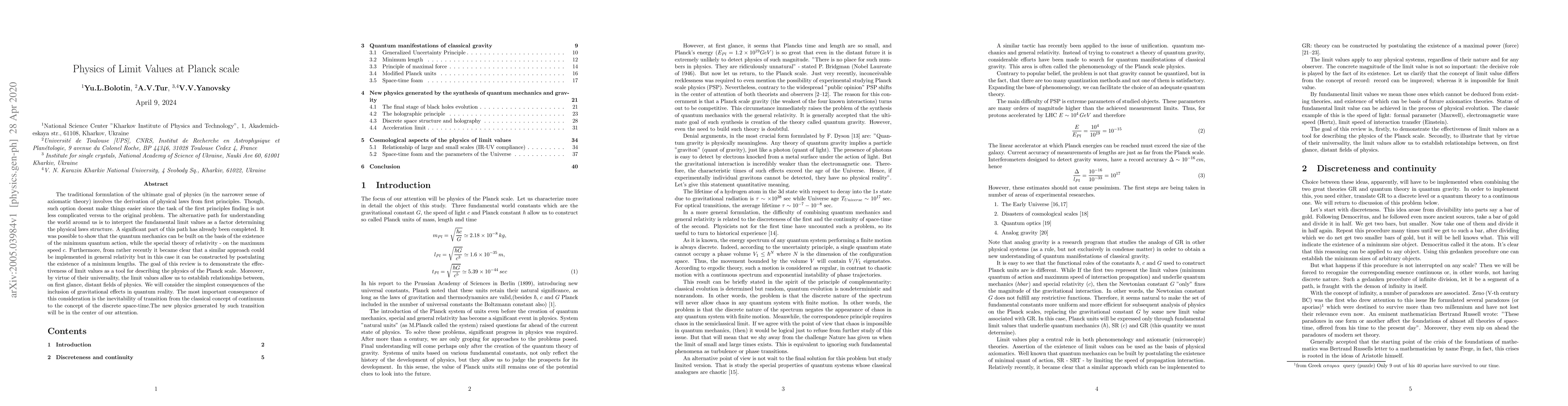 Thumbnail for Physics of Limit Values at Planck scale