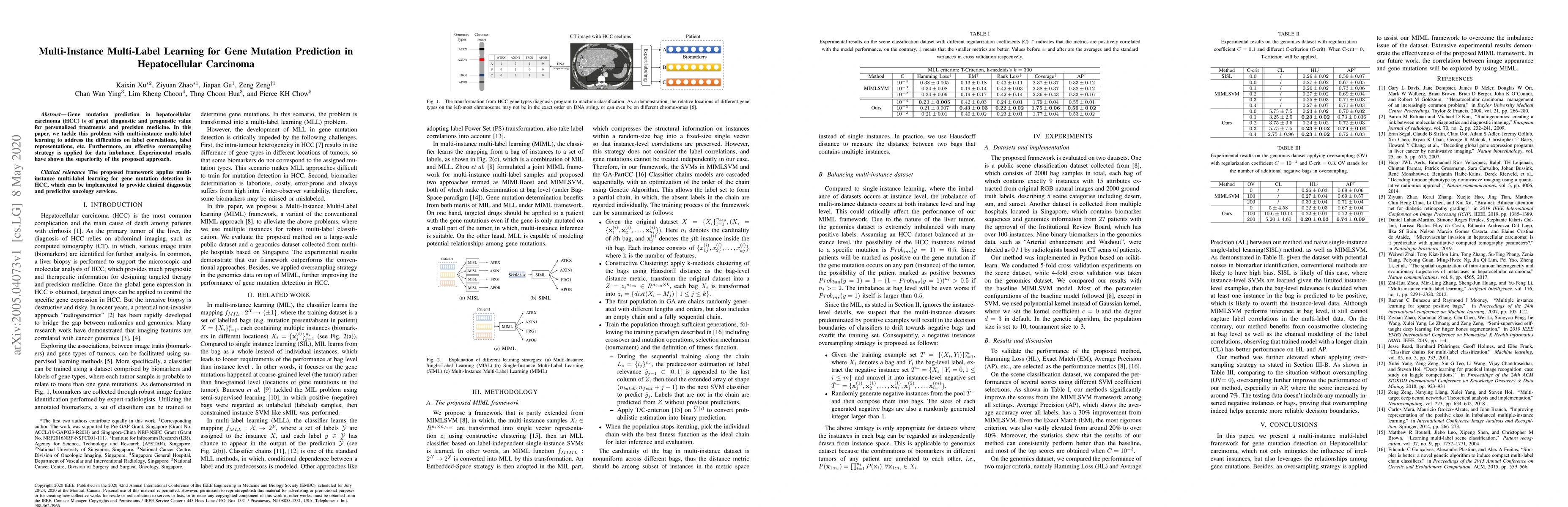 Thumbnail for Multi-Instance Multi-Label Learning for Gene Mutation Prediction in
  Hepatocellular Carcinoma