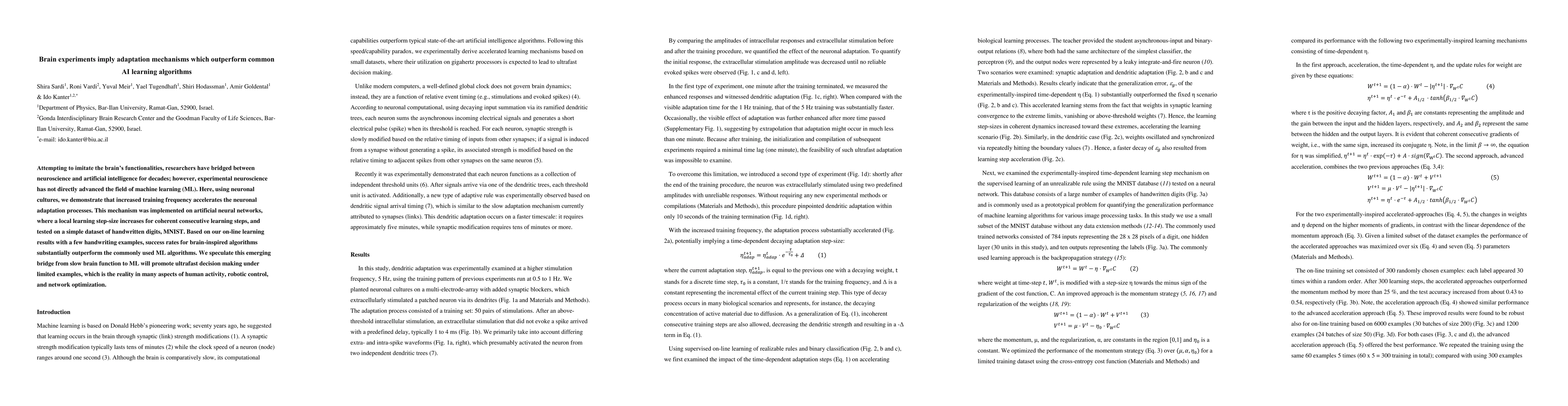 Thumbnail for Brain experiments imply adaptation mechanisms which outperform common AI
  learning algorithms