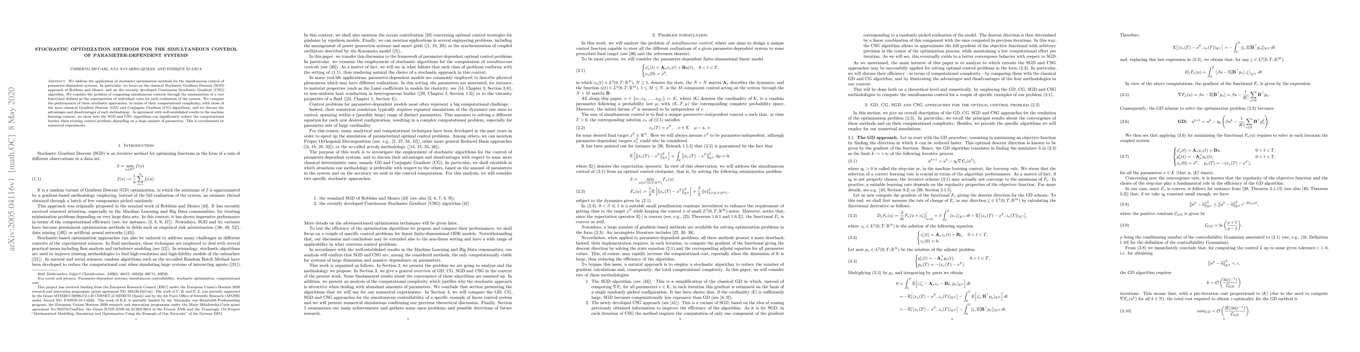 Thumbnail for Stochastic optimization methods for the simultaneous control of
  parameter-dependent systems