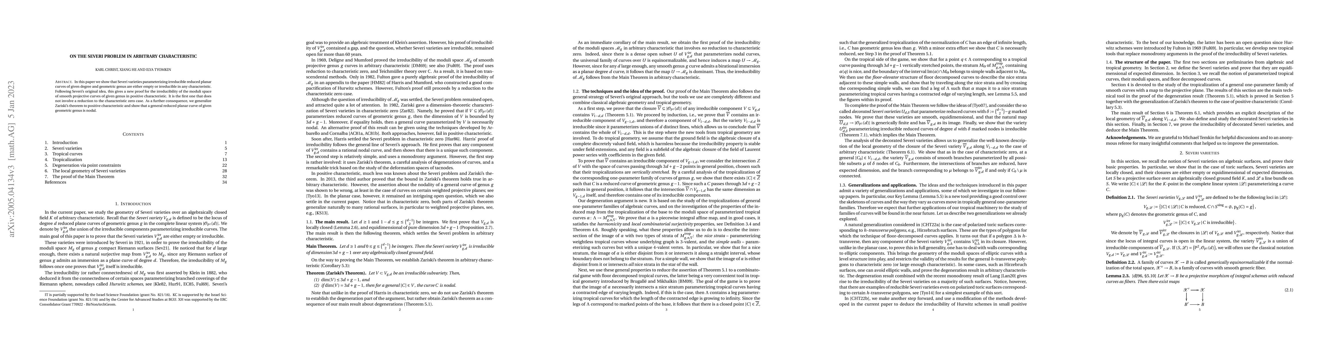 Thumbnail for On the Severi problem in arbitrary characteristic