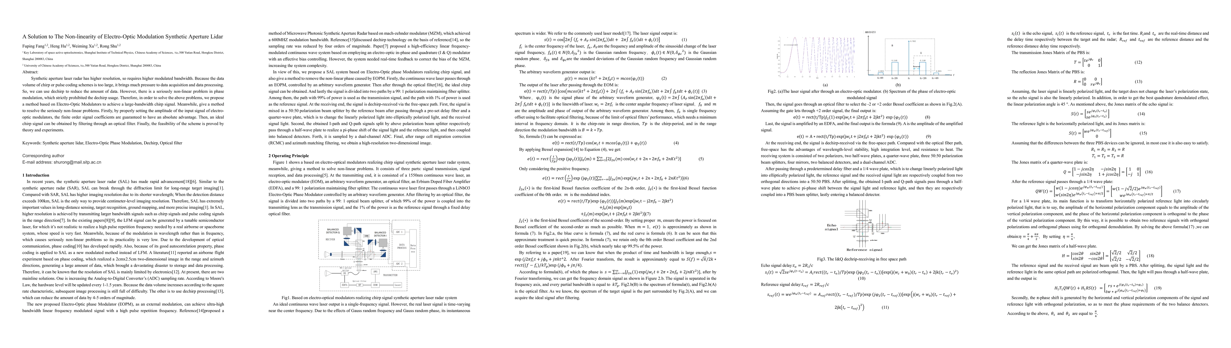 Thumbnail for A Solution to The Non-linearity of Electro-Optic Modulation Synthetic
  Aperture Lidar