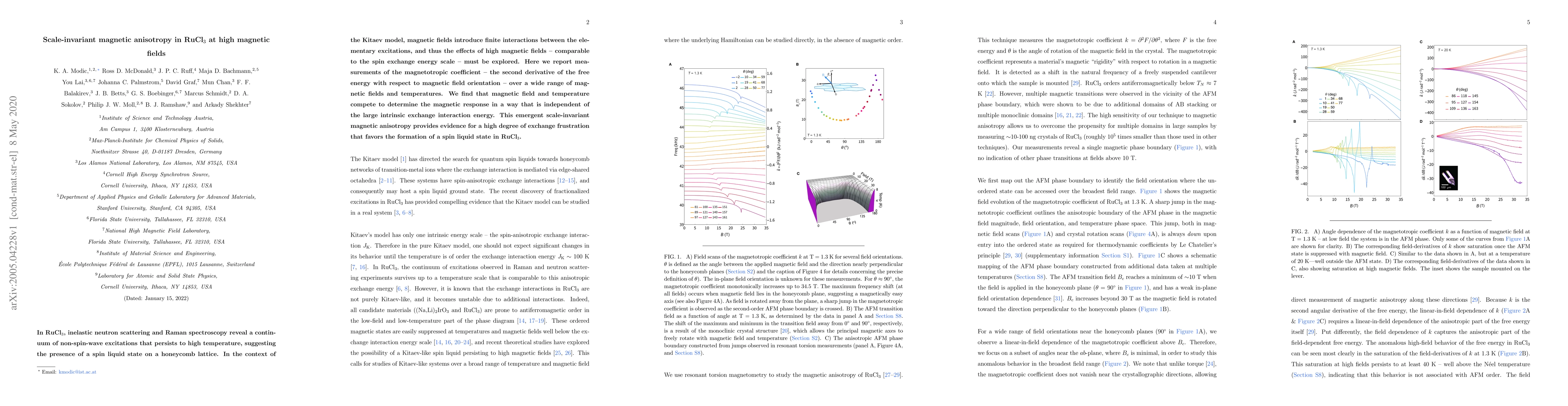 Thumbnail for Scale-invariant magnetic anisotropy in RuCl$_3$ at high magnetic fields
