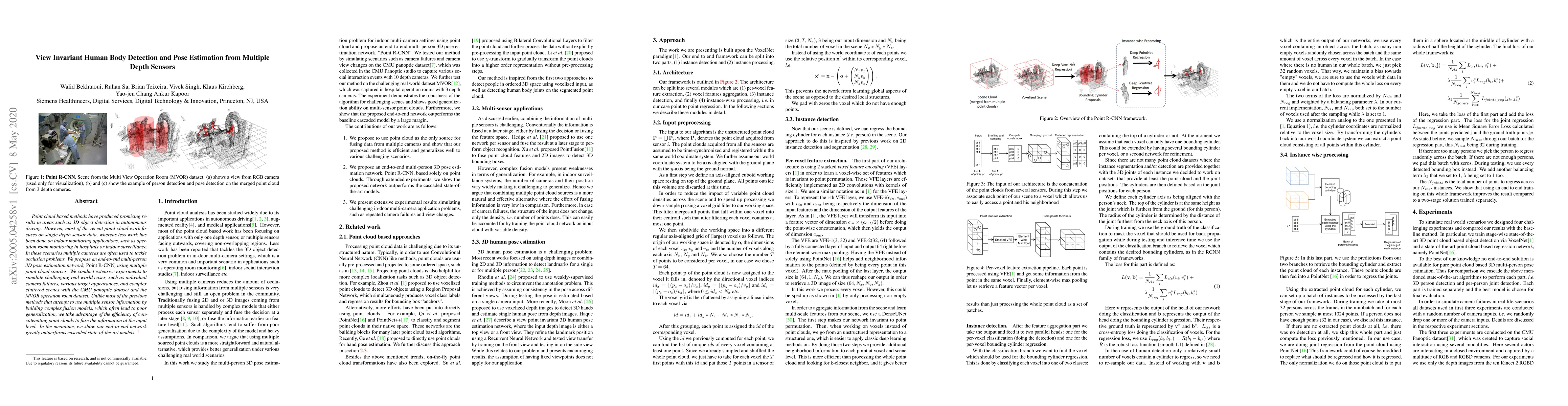Thumbnail for View Invariant Human Body Detection and Pose Estimation from Multiple
  Depth Sensors