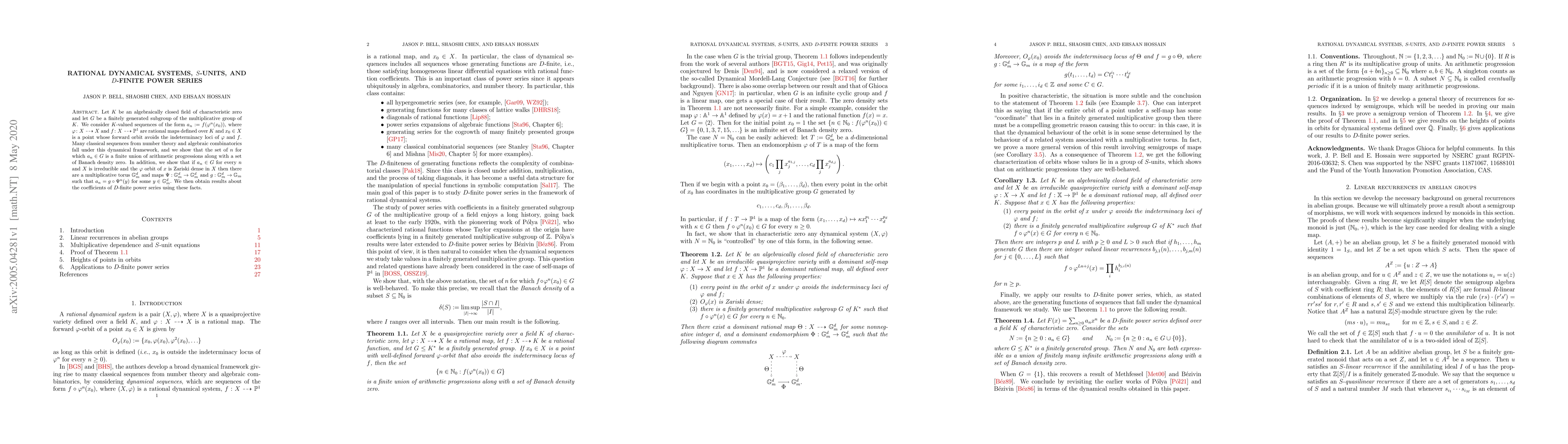Thumbnail for Rational dynamical systems, $S$-units, and $D$-finite power series