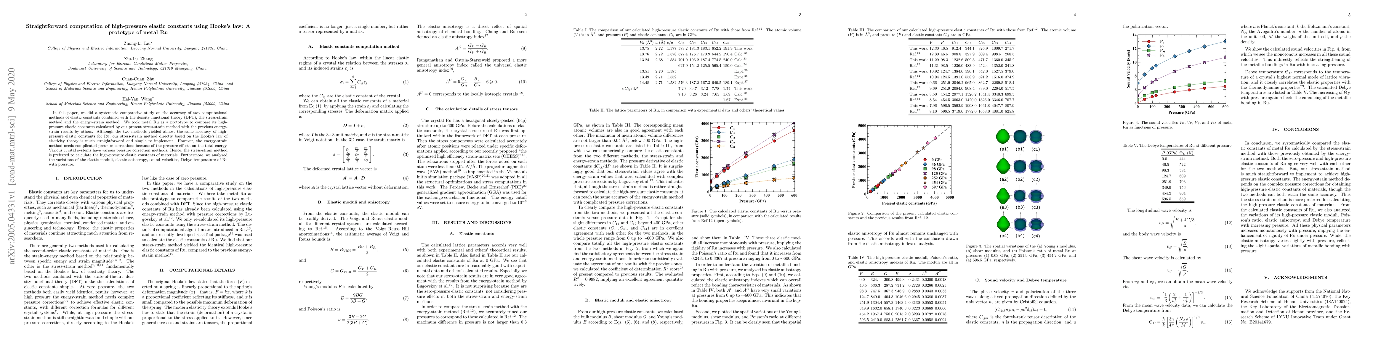 Thumbnail for Straightforward computation of high-pressure elastic constants using
  Hooke's law: A prototype of metal Ru