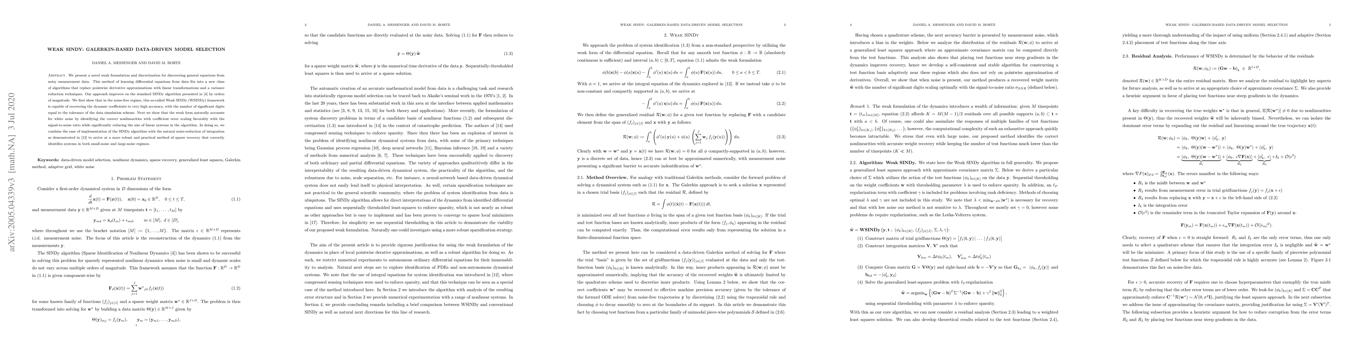 Thumbnail for Weak SINDy: Galerkin-Based Data-Driven Model Selection