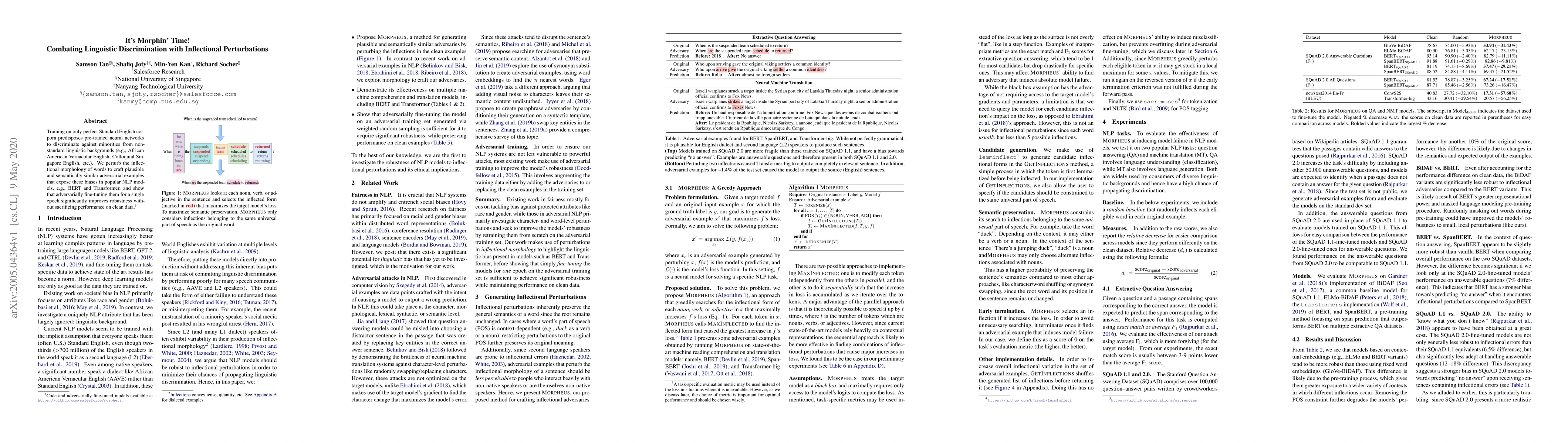 Thumbnail for It's Morphin' Time! Combating Linguistic Discrimination with
  Inflectional Perturbations