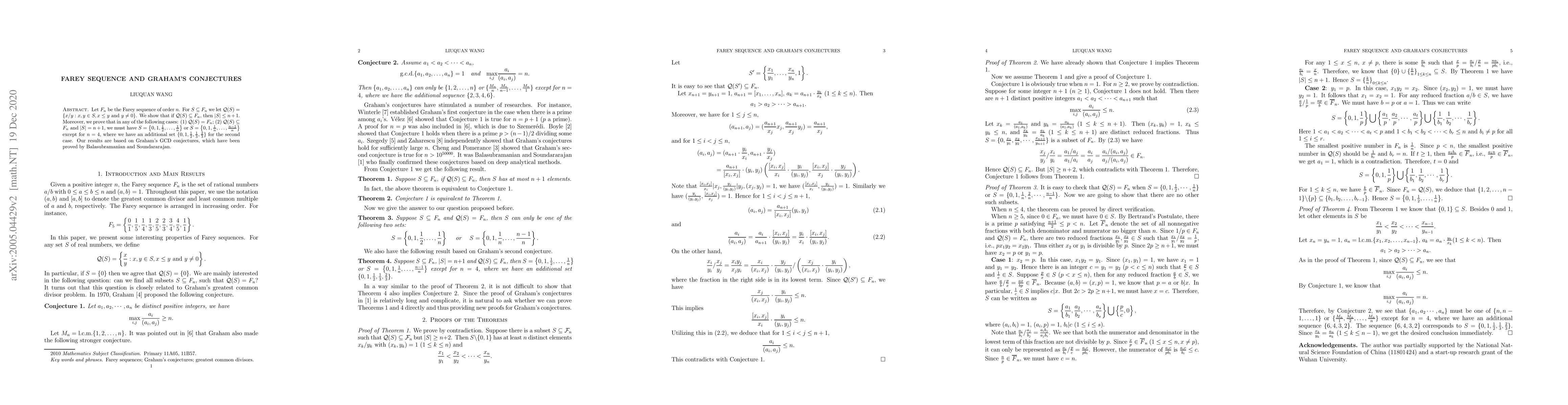 Thumbnail for Farey sequence and Graham's conjectures