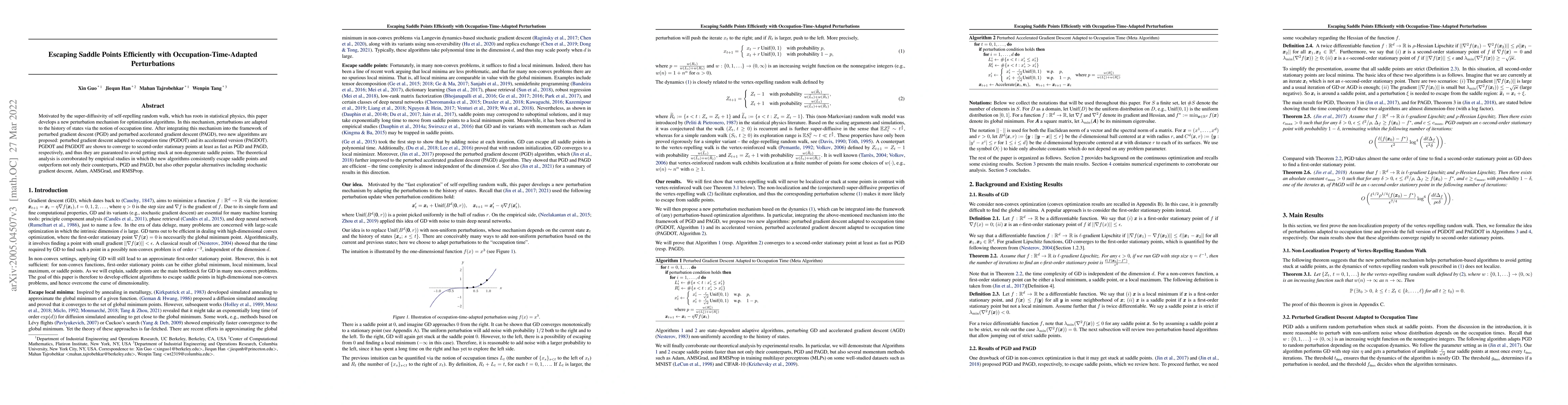 Thumbnail for Escaping Saddle Points Efficiently with Occupation-Time-Adapted
  Perturbations