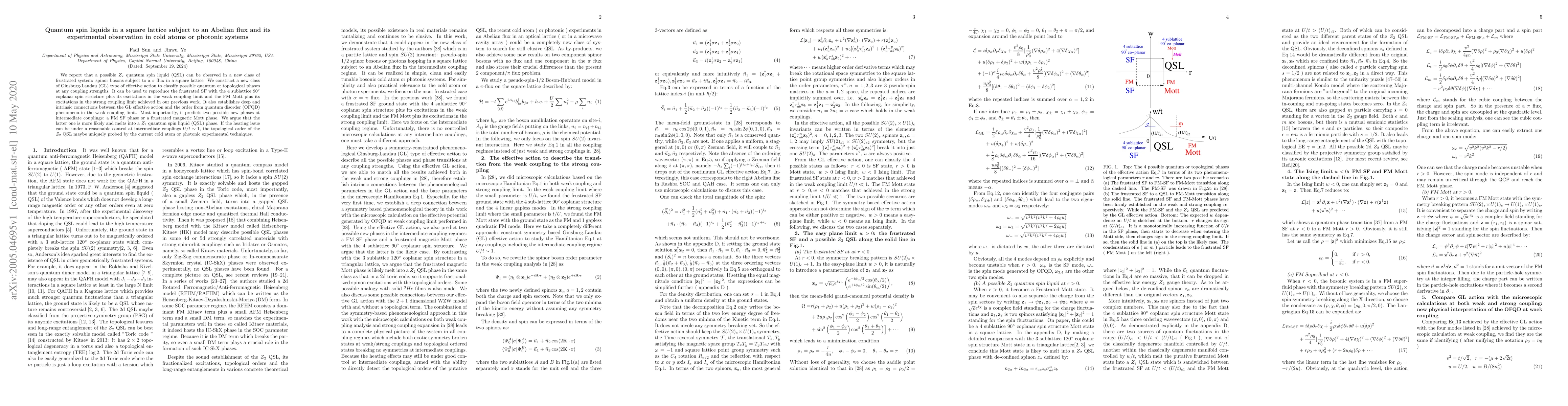 Thumbnail for Quantum spin liquids in a square lattice subject to an Abelian flux
