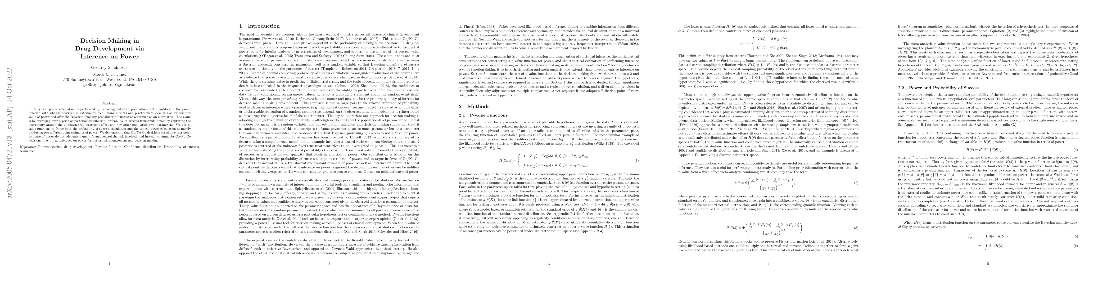 Thumbnail for Decision Making in Drug Development via Inference on Power