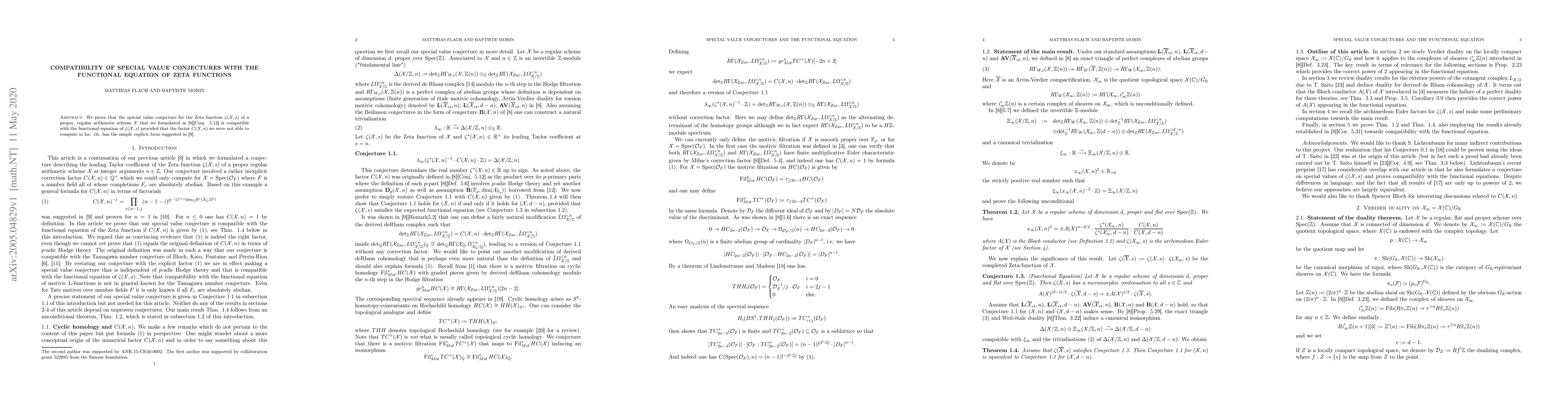 Thumbnail for Compatibility of Special value conjectures with the functional equation
  of Zeta functions
