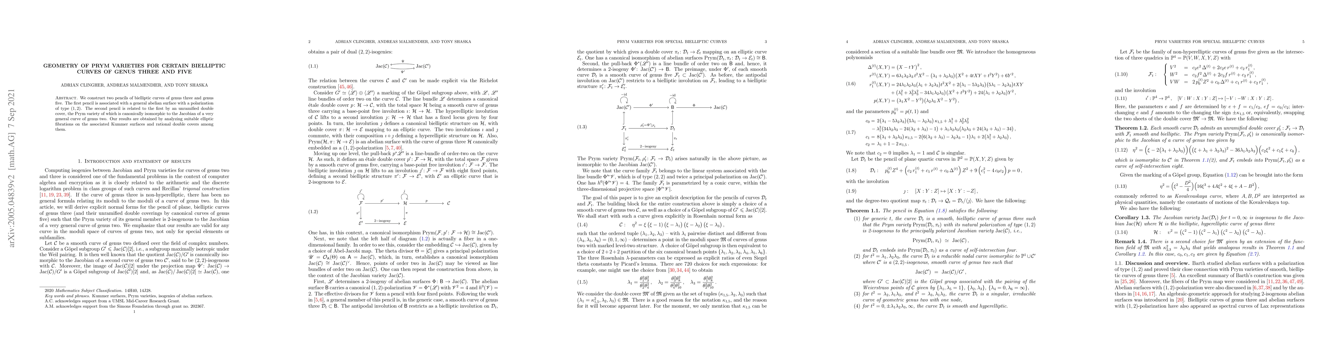 Thumbnail for Geometry of Prym varieties for special bielliptic curves of genus three
  and five