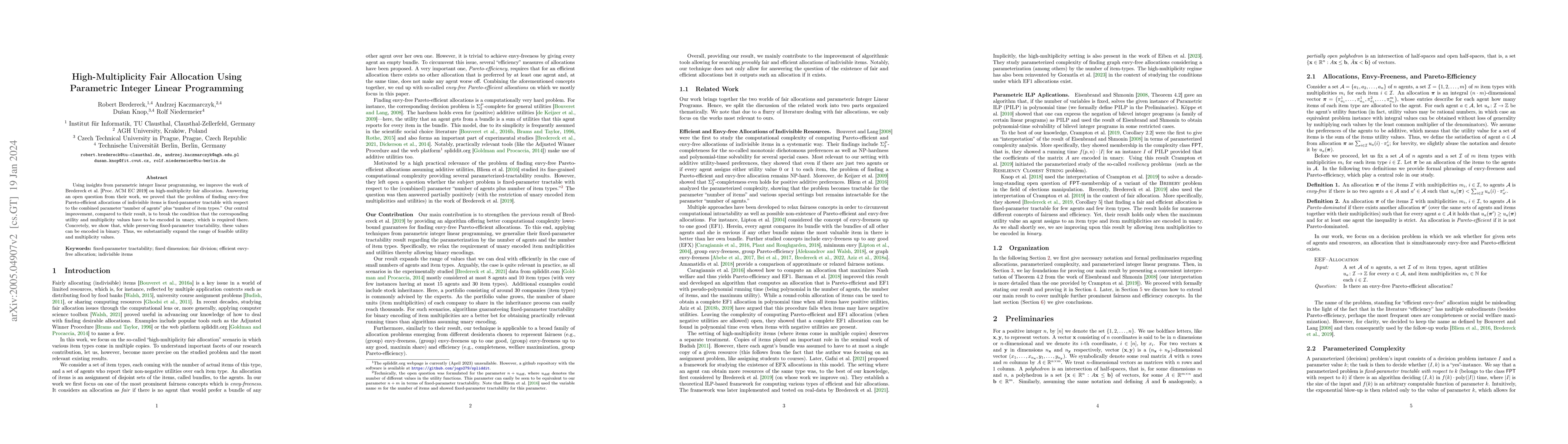 Thumbnail for High-Multiplicity Fair Allocation Using Parametric Integer Linear
  Programming