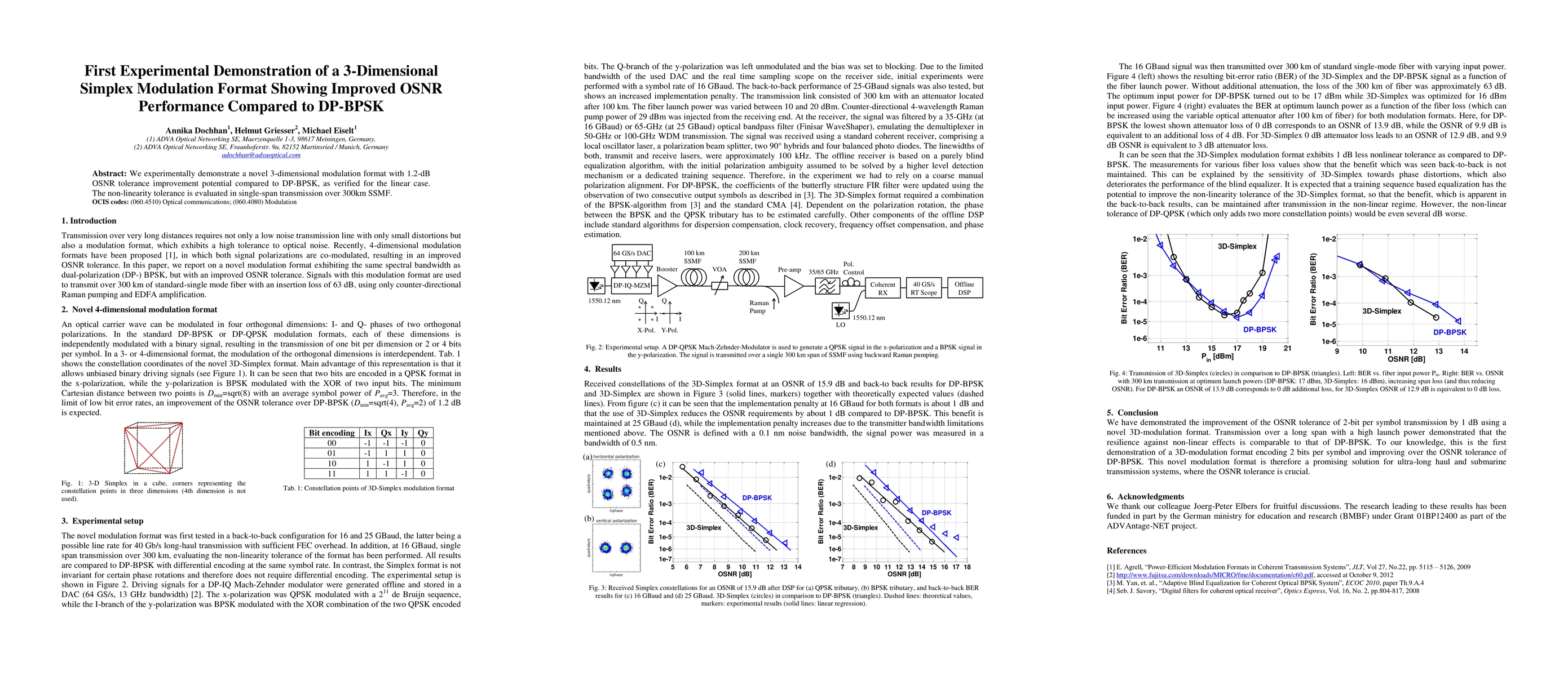 Thumbnail for First Experimental Demonstration of a 3-Dimensional Simplex Modulation
  Format Showing Improved OSNR Performance Compared to DP-BPSK