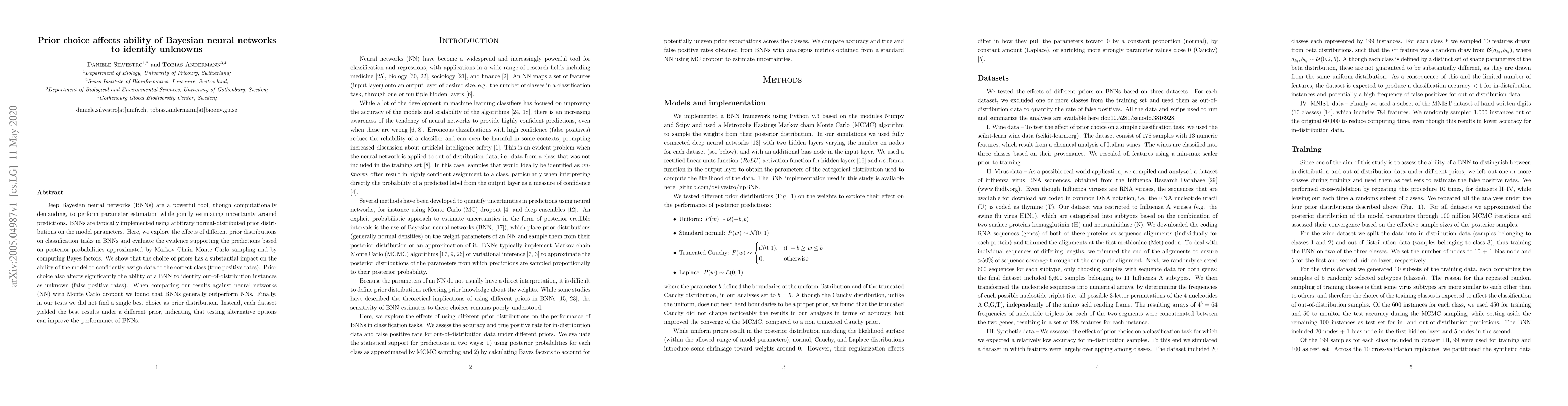 Thumbnail for Prior choice affects ability of Bayesian neural networks to identify
  unknowns