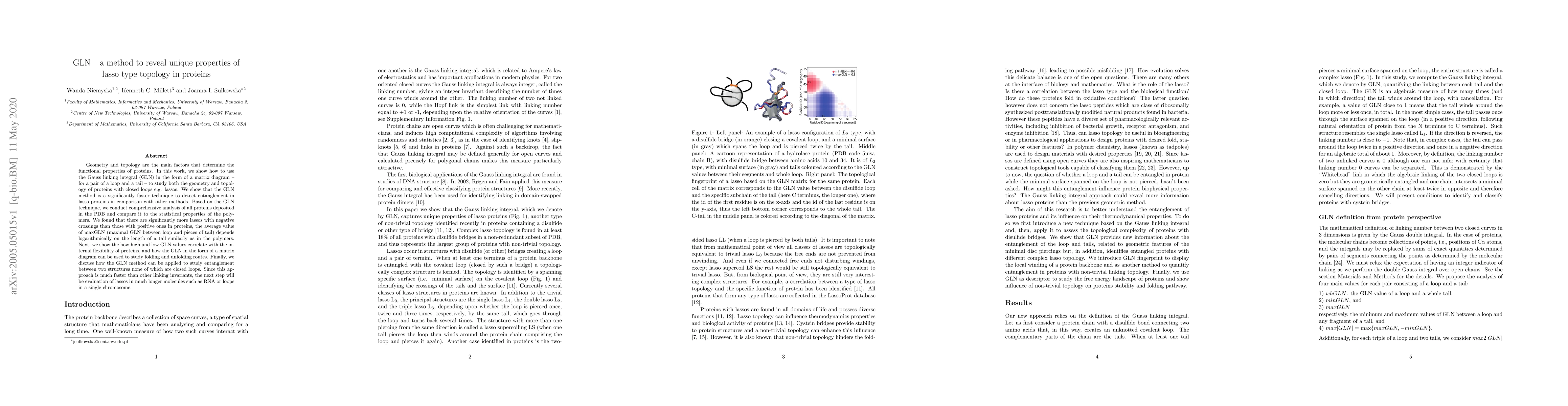 Thumbnail for GLN -- a method to reveal unique properties of lasso type topology in
  proteins