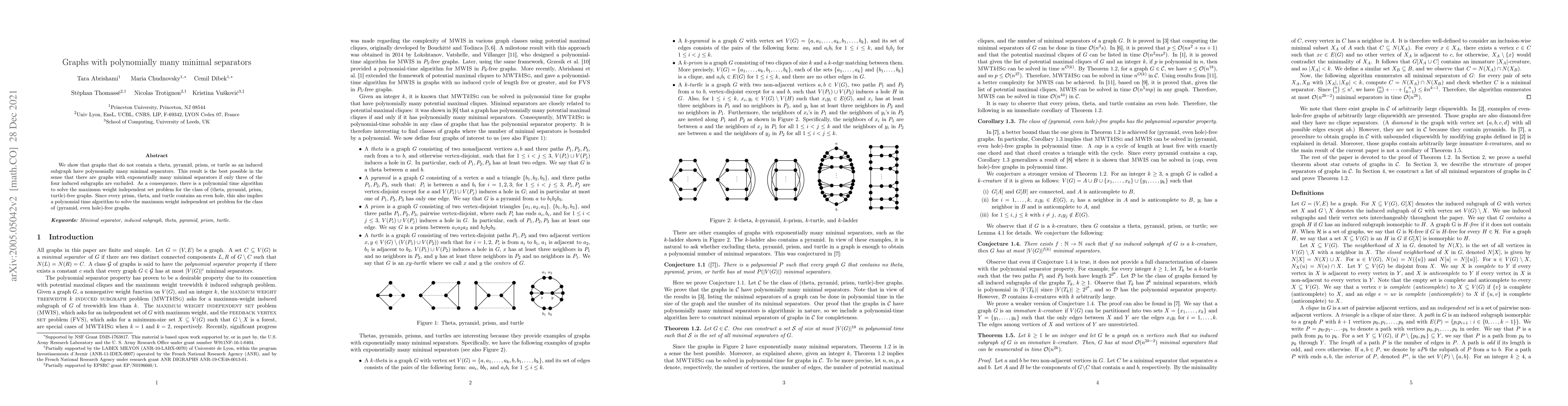 Thumbnail for Graphs with polynomially many minimal separators