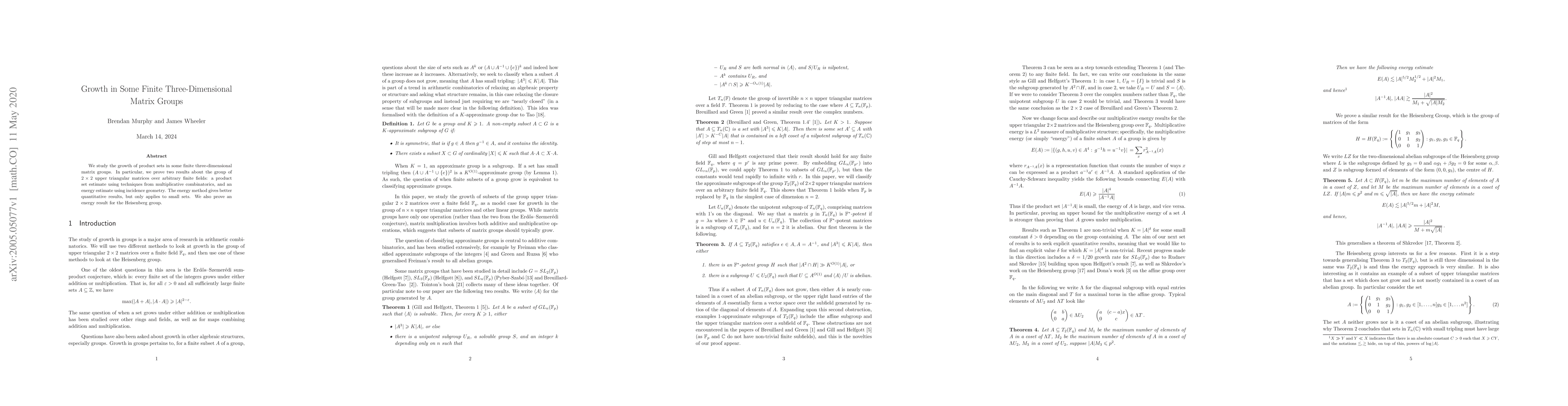 Thumbnail for Growth in Some Finite Three-Dimensional Matrix Groups