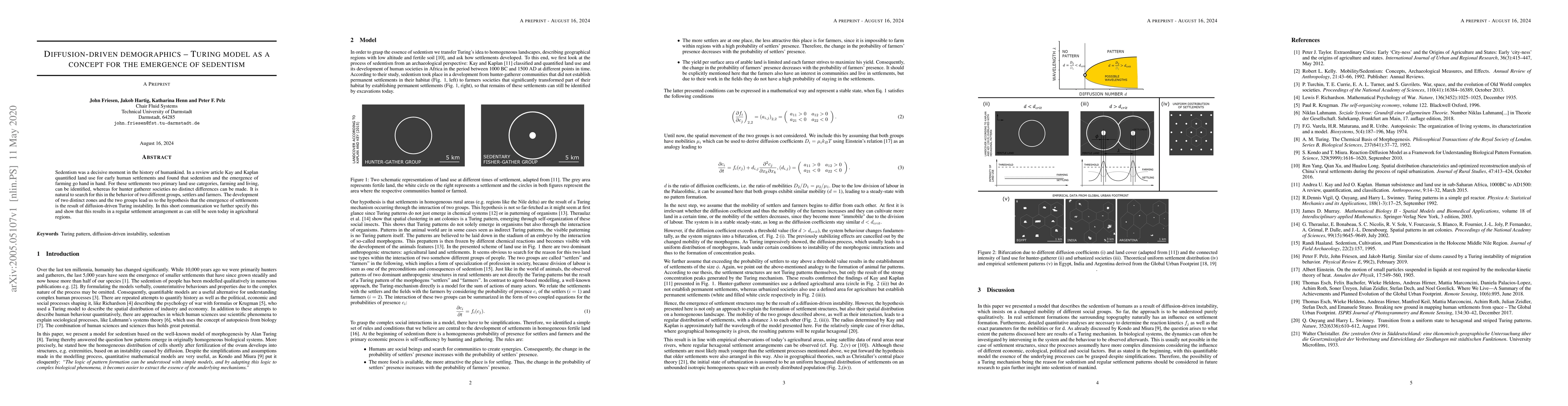 Thumbnail for Diffusion-driven demographics -- Turing model as a concept for the
  emergence of sedentism