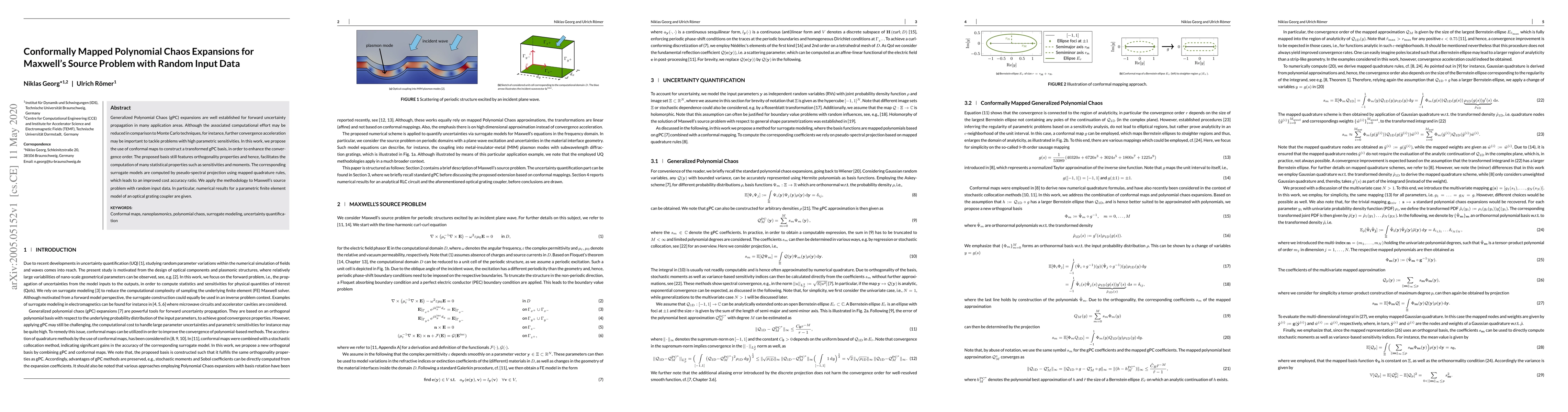 Thumbnail for Conformally Mapped Polynomial Chaos Expansions for Maxwell's Source
  Problem with Random Input Data