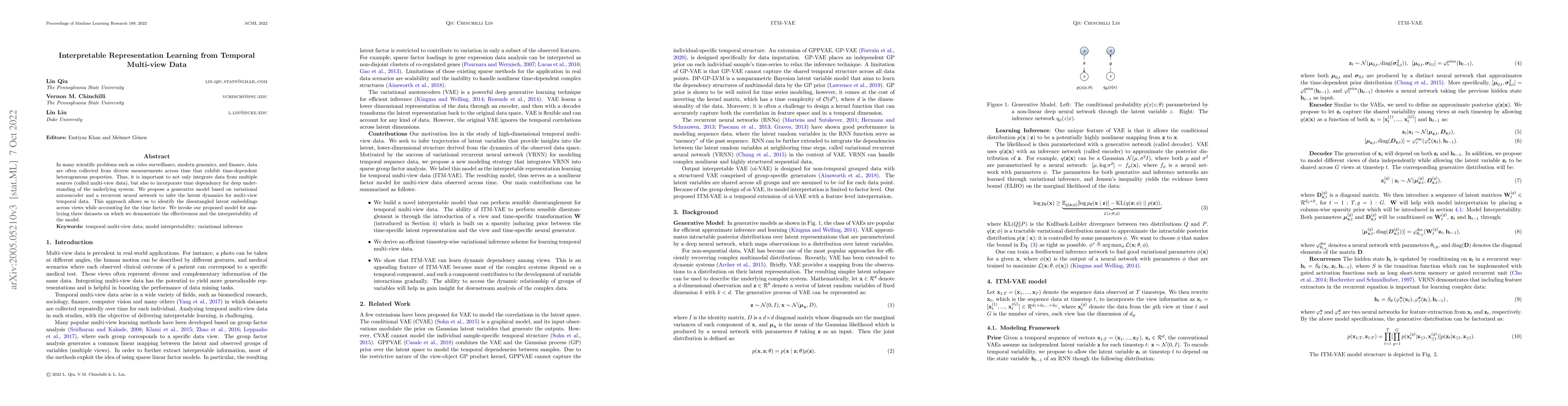 Thumbnail for Interpretable Deep Representation Learning from Temporal Multi-view Data