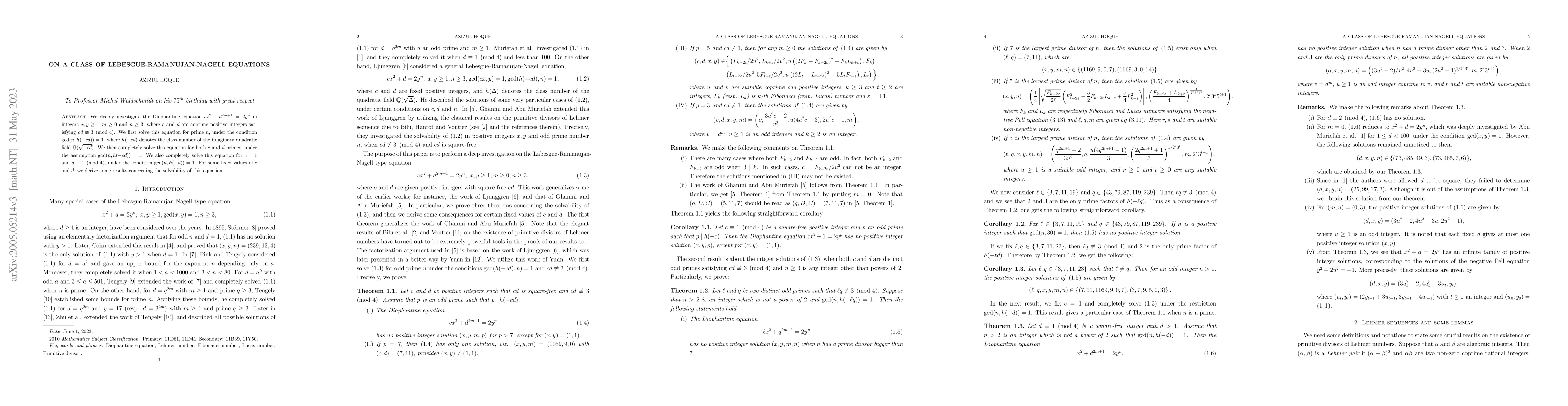 Thumbnail for On a class of Lebesgue-Ramanujan-Nagell equations