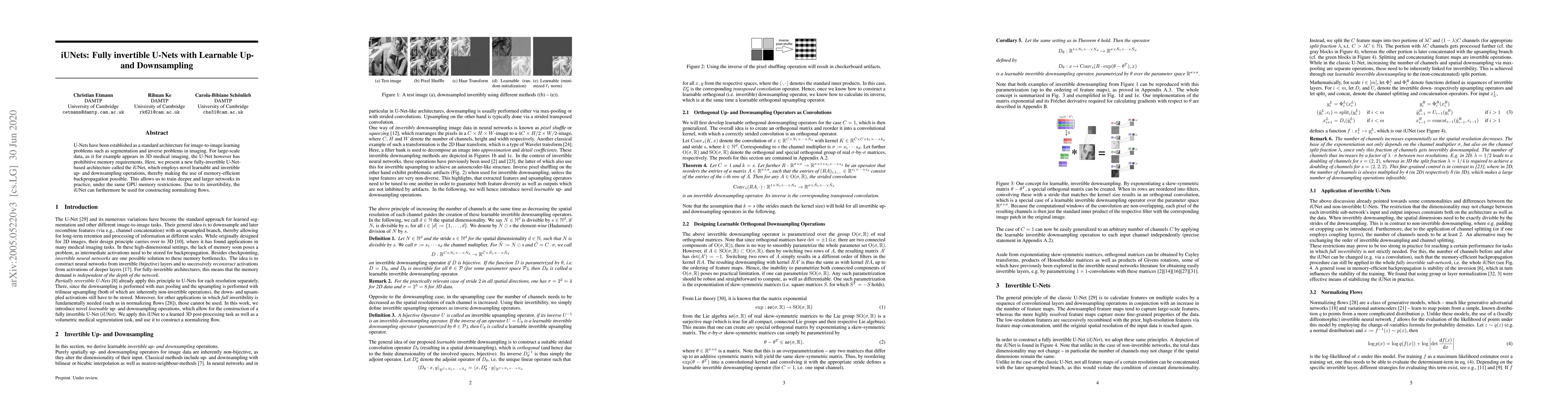 Thumbnail for iUNets: Fully invertible U-Nets with Learnable Up- and Downsampling