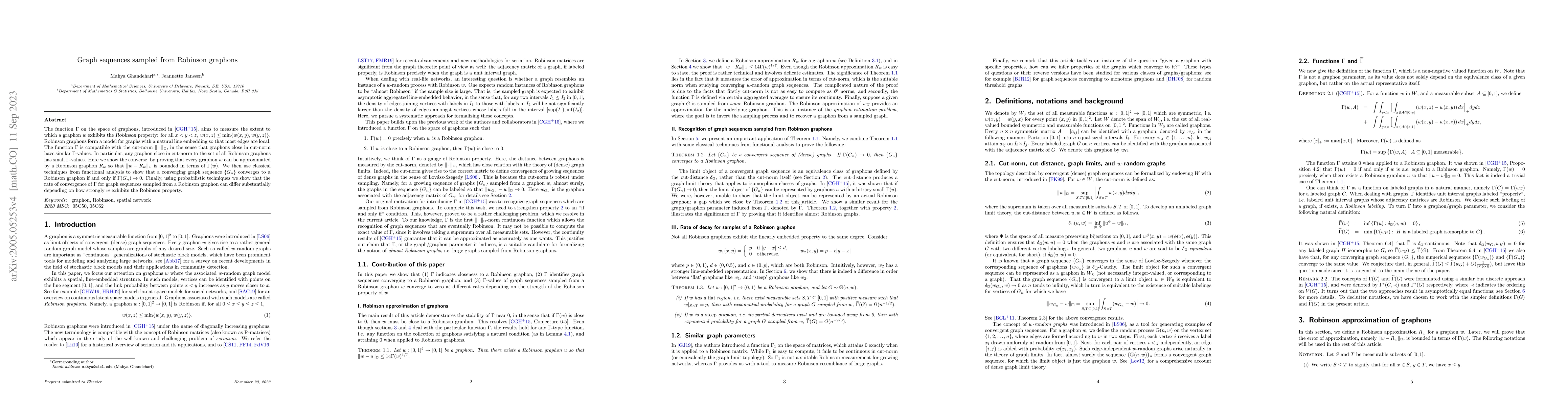 Thumbnail for Graph sequences sampled from Robinson graphons