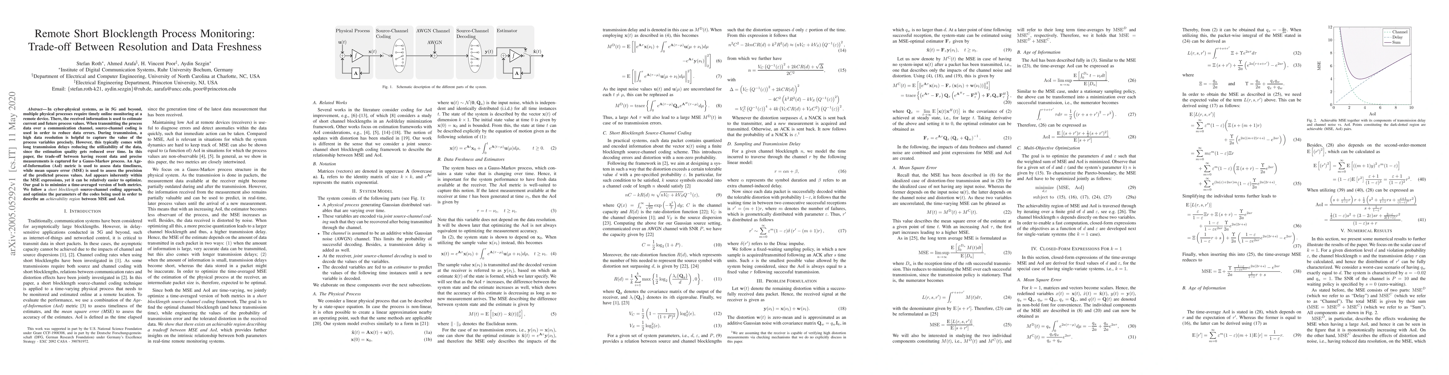 Thumbnail for Remote Short Blocklength Process Monitoring: Trade-off Between
  Resolution and Data Freshness