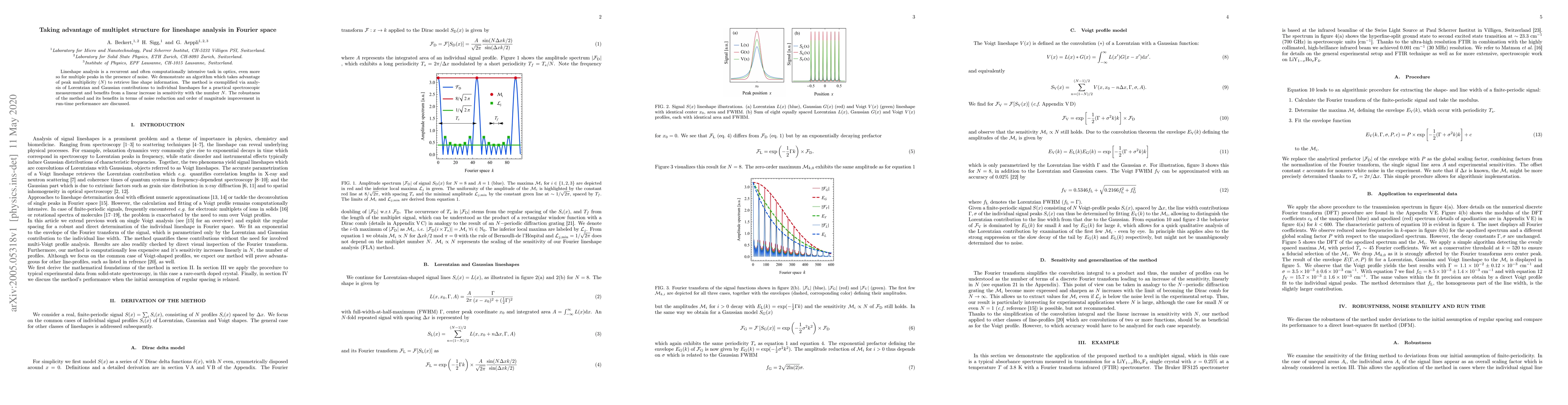 Thumbnail for Taking advantage of multiplet structure for lineshape analysis in
  Fourier space