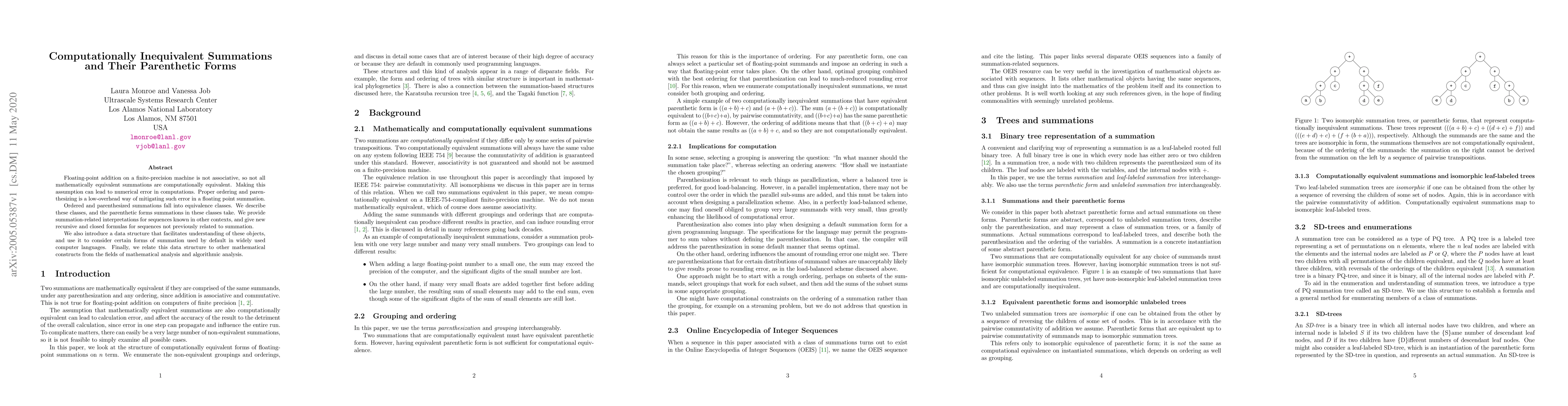 Thumbnail for Computationally Inequivalent Summations and Their Parenthetic Forms