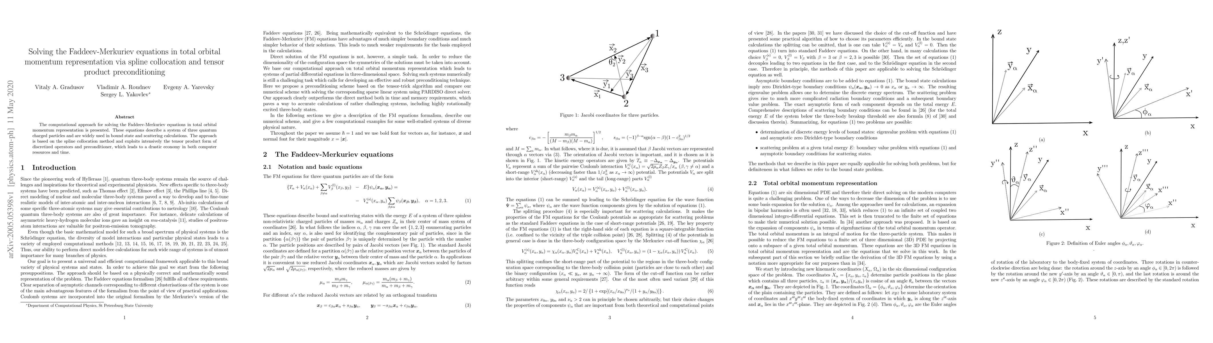 Thumbnail for Solving the Faddeev-Merkuriev equations in total orbital momentum
  representation via spline collocation and tensor product preconditioning