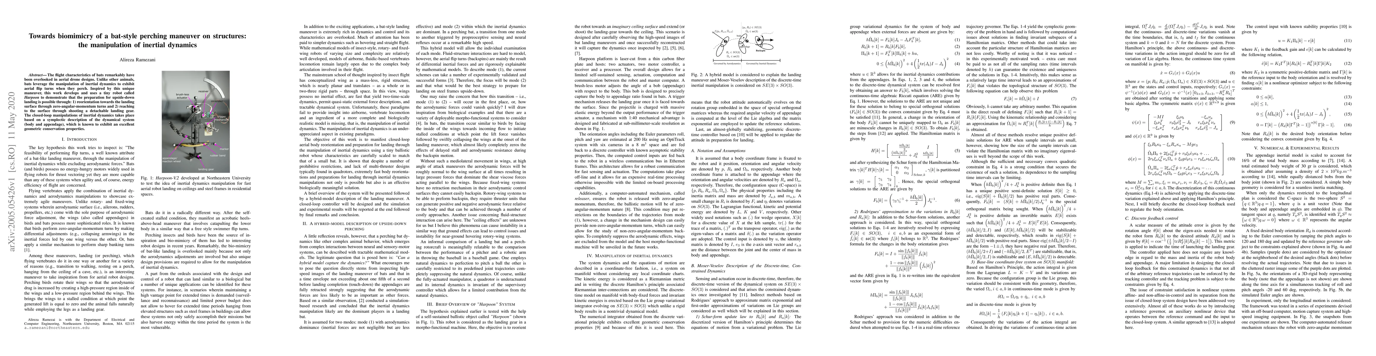 Thumbnail for Towards biomimicry of a bat-style perching maneuver on structures: the
  manipulation of inertial dynamics