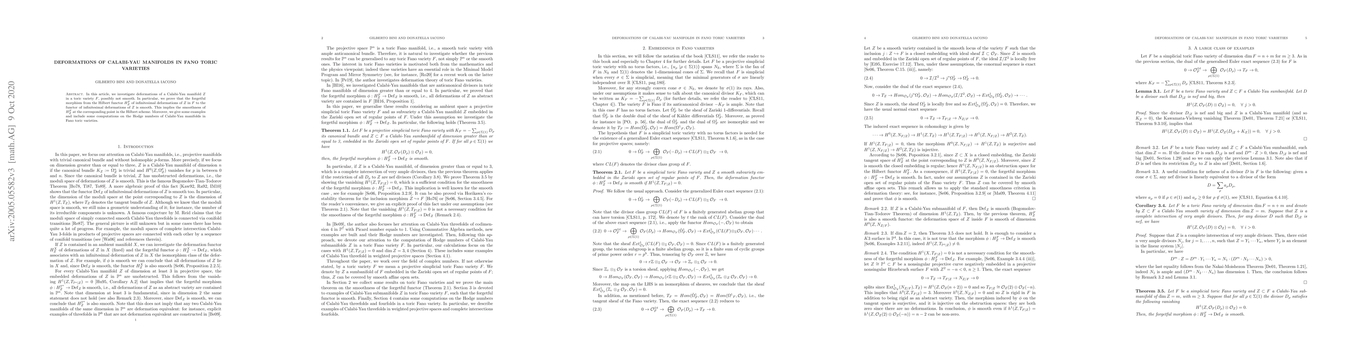 Thumbnail for Deformations of Calabi-Yau manifolds in Fano toric varieties