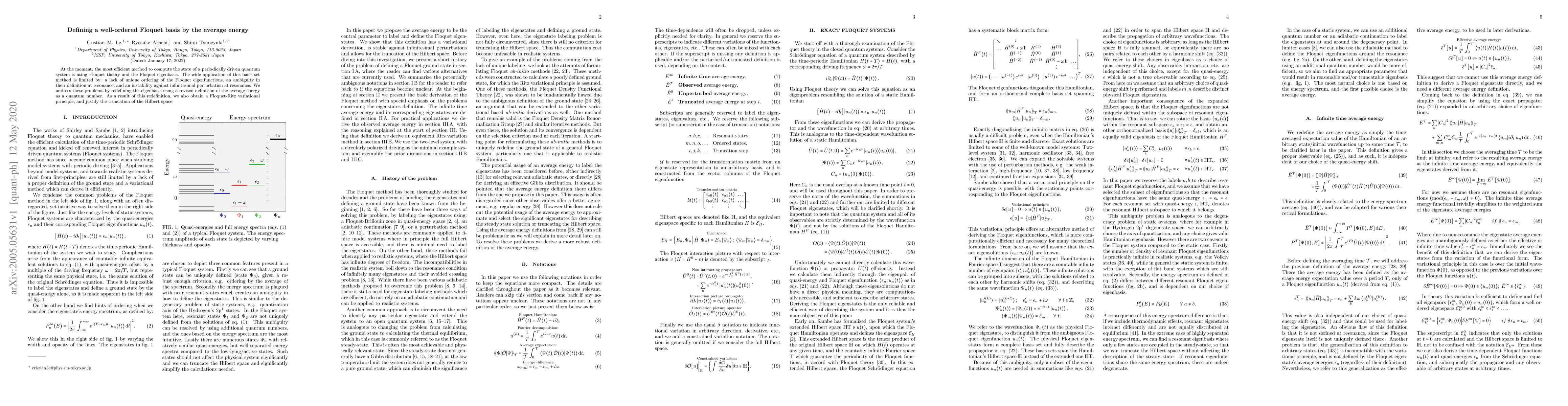 Thumbnail for Defining a well-ordered Floquet basis by the average energy