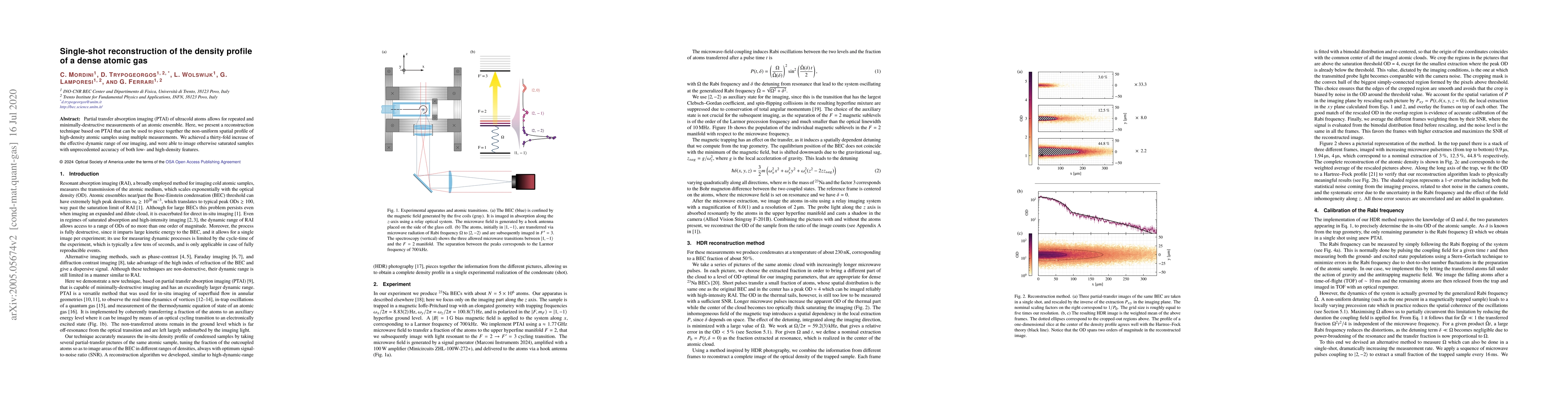 Thumbnail for Single-shot reconstruction of the density profile of a dense atomic gas