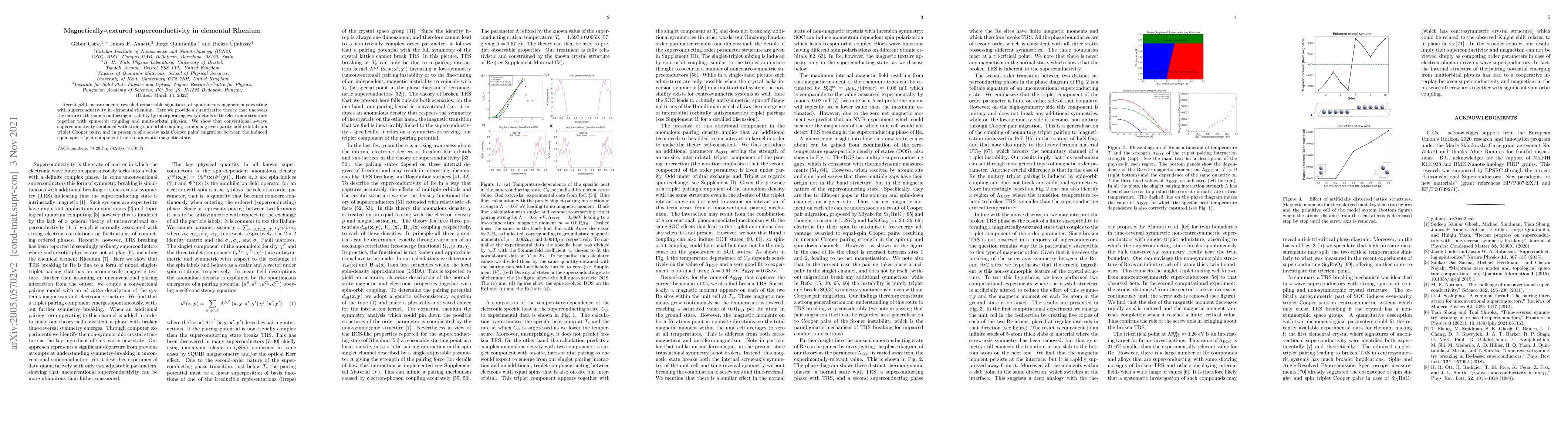 Thumbnail for Magnetically-textured superconductivity in elemental Rhenium