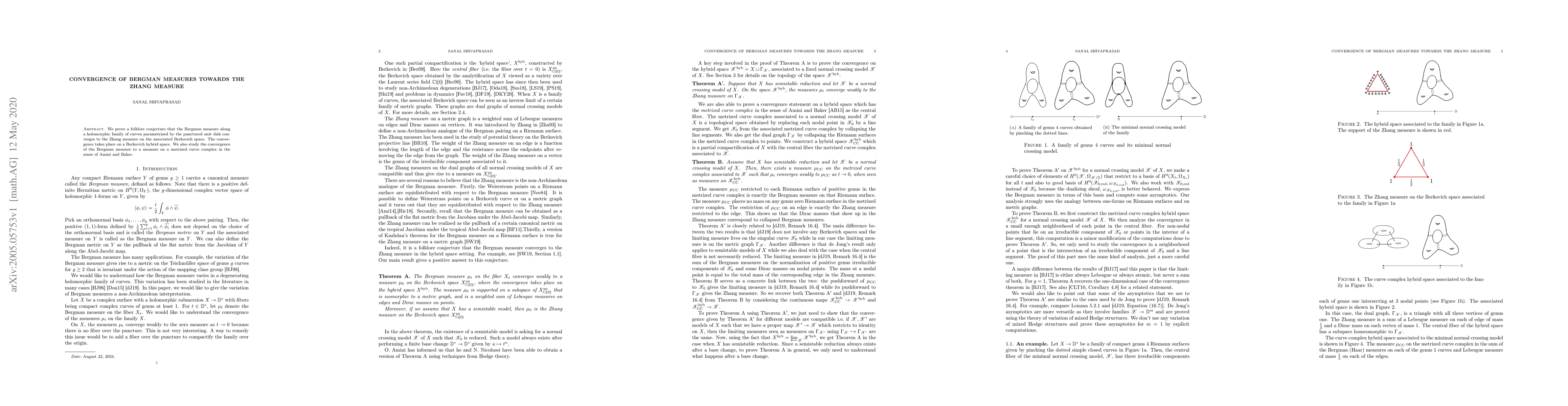 Thumbnail for Convergence of Bergman measures towards the Zhang measure
