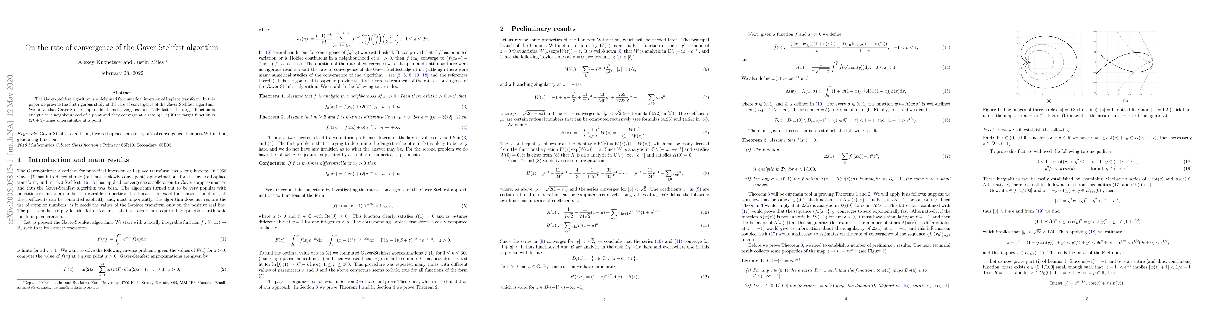 Thumbnail for On the rate of convergence of the Gaver-Stehfest algorithm