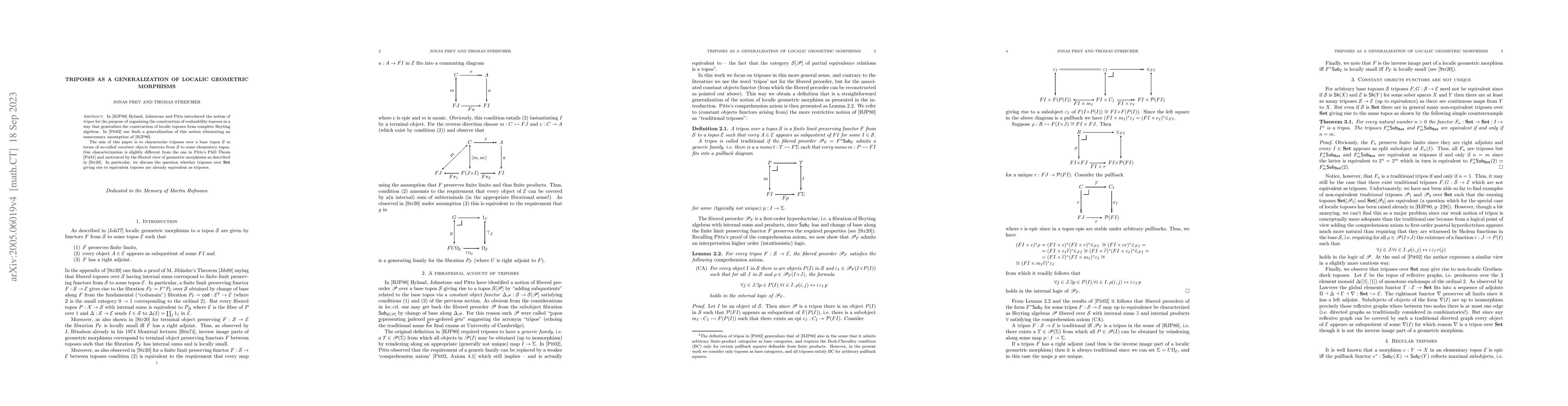 Thumbnail for Triposes as a Generalization of Localic Geometric Morphisms