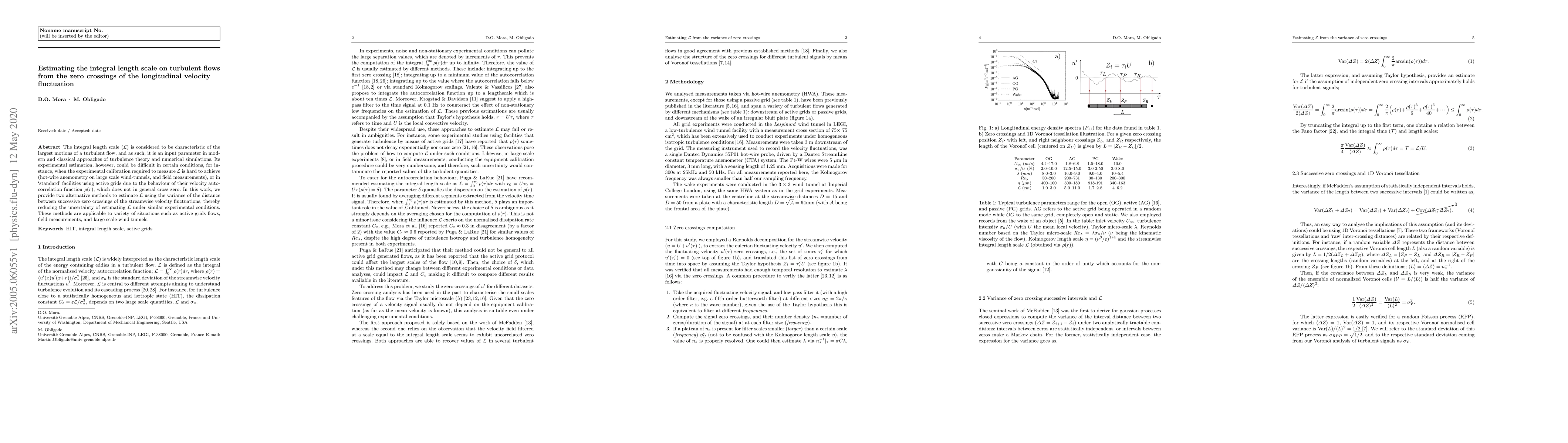 Thumbnail for Estimating the integral length scale on turbulent flows from the zero
  crossings of the longitudinal velocity fluctuation