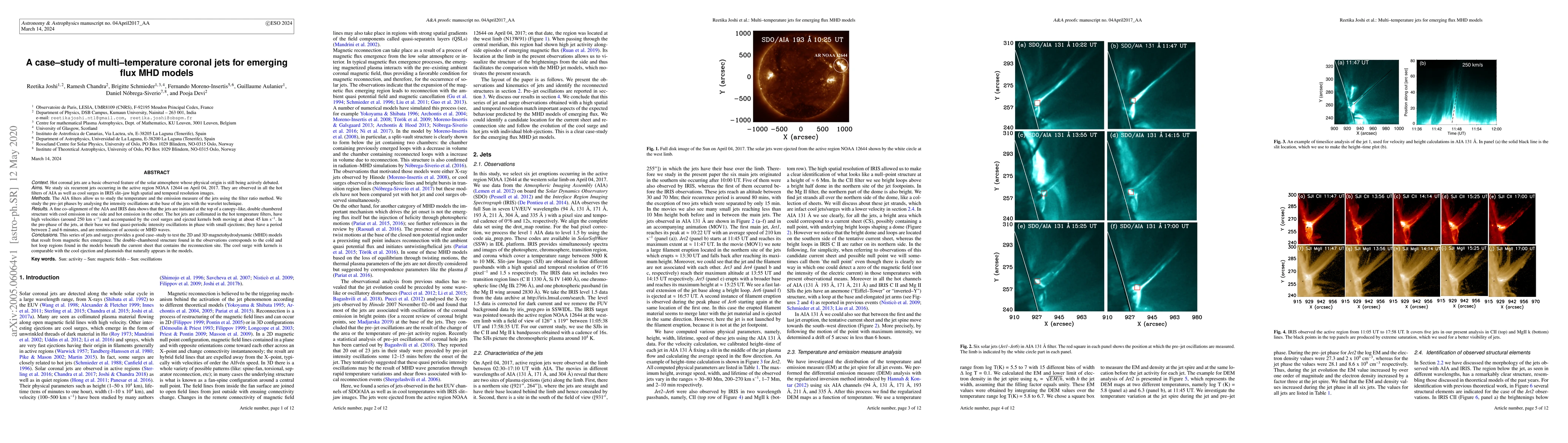 Thumbnail for A case-study of multi-temperature coronal jets for emerging flux MHD
  models