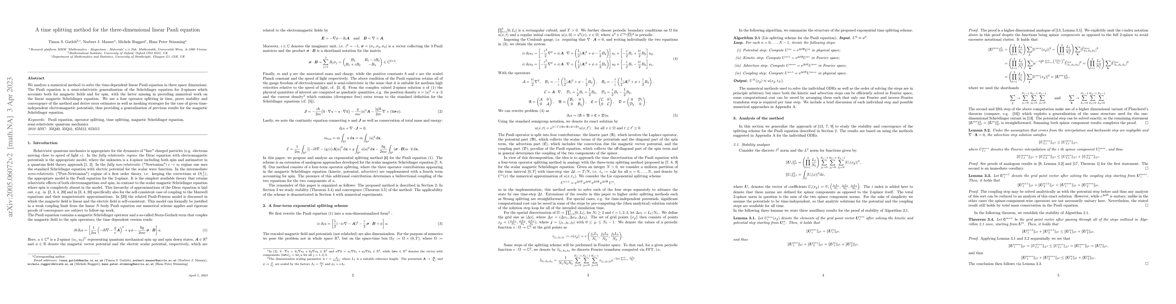Thumbnail for A time splitting method for the three-dimensional linear Pauli equation
