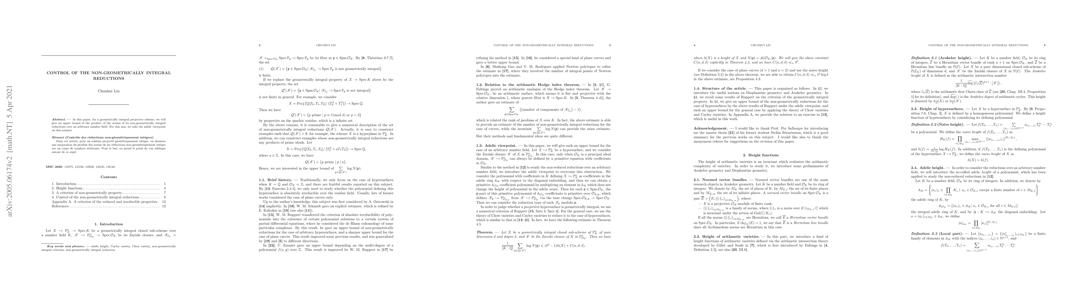 Thumbnail for Control of the non-geometrically integral reductions
