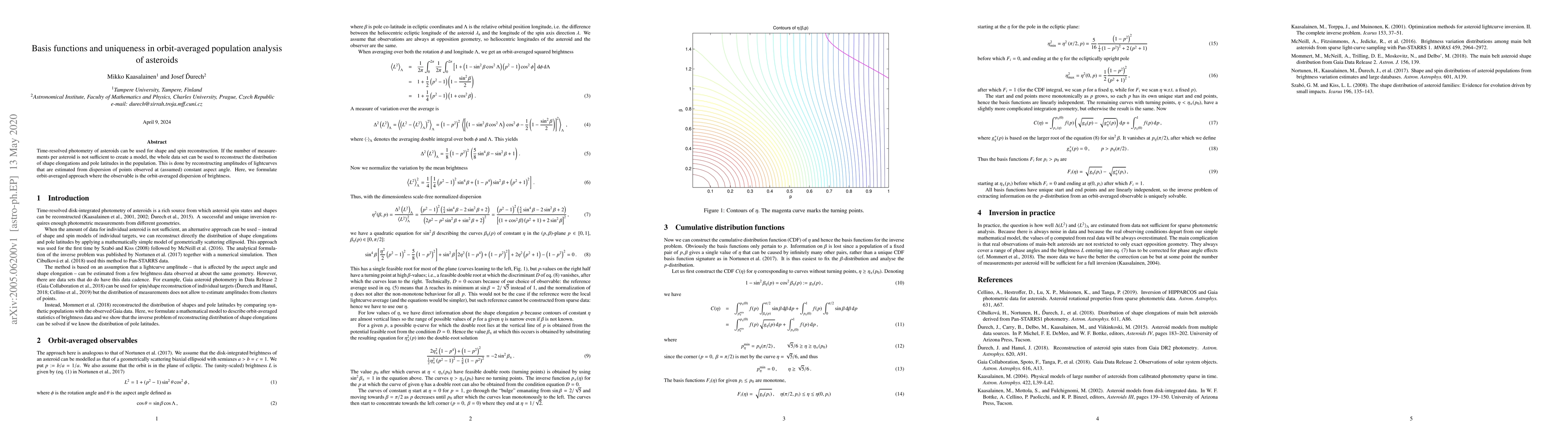 Thumbnail for Basis functions and uniqueness in orbit-averaged population analysis of
  asteroids