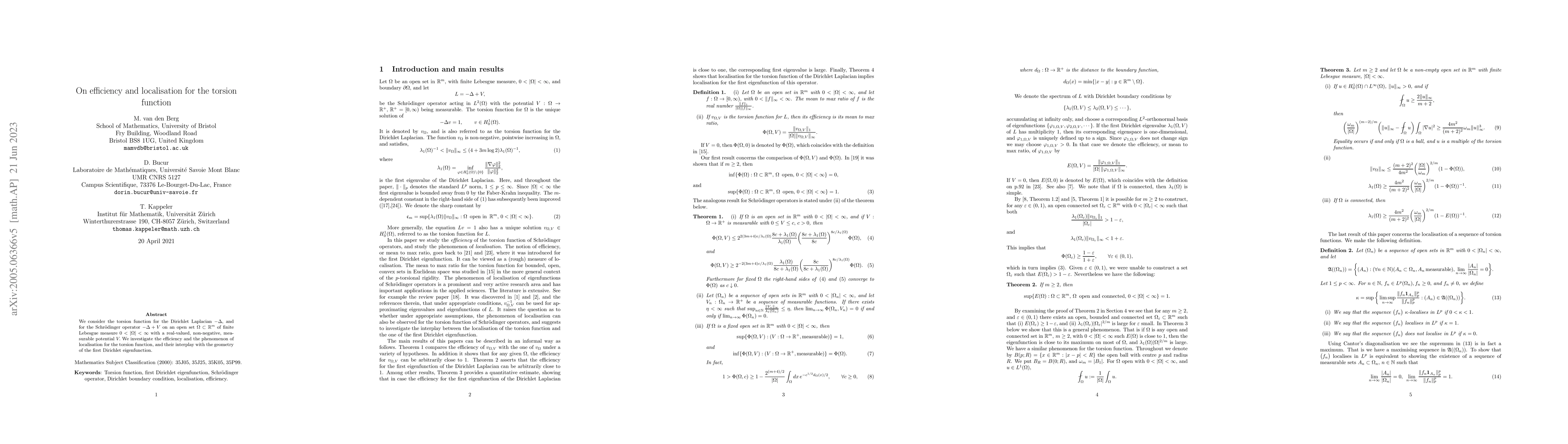 Thumbnail for On efficiency and localisation for the torsion function
