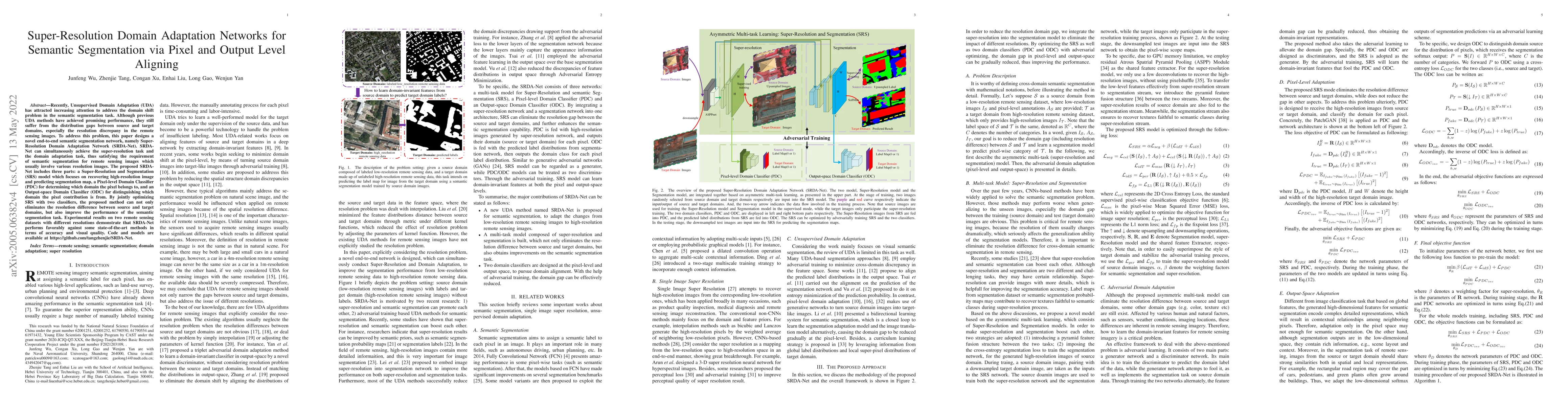 Thumbnail for Super-Resolution Domain Adaptation Networks for Semantic Segmentation
  via Pixel and Output Level Aligning