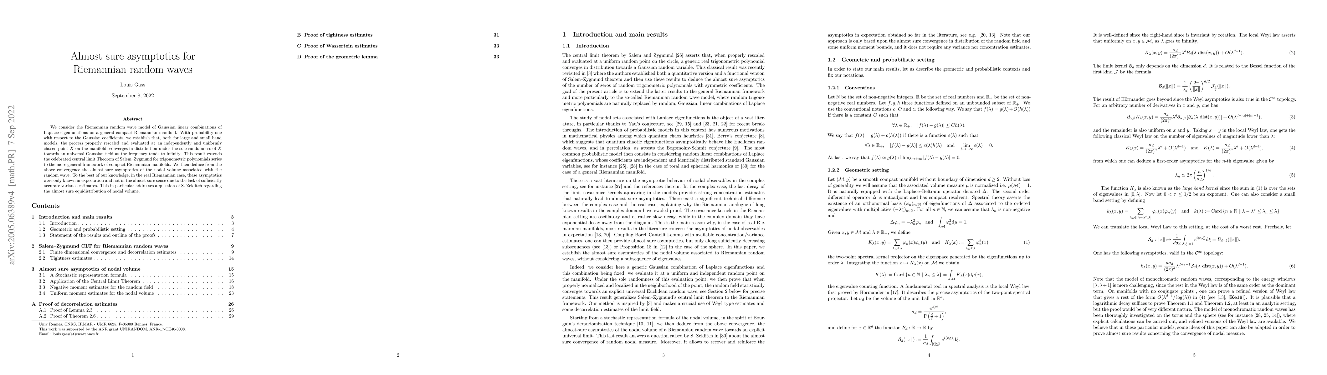 Thumbnail for Almost sure asymptotics for Riemannian random waves